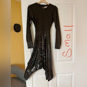 Elegant black sequin asymmetrical MK dress, perfect for a night out! Worn once.